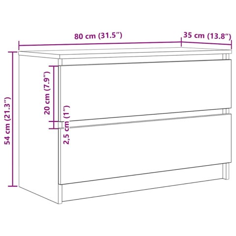  Szafka RTV Dąb wędzony 80x35x54 cm Drewno klejone