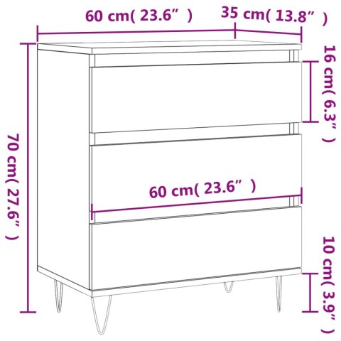 VidaXL Komoda, czarna, 60x35x70 cm, materiał drewnopochodny