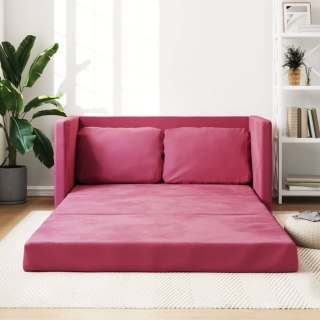 VidaXL Sofa podłogowa 2-w-1, winna czerwień, 122x204x55 cm, aksamit