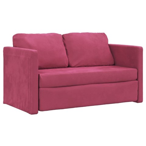 VidaXL Sofa podłogowa 2-w-1, winna czerwień, 122x204x55 cm, aksamit