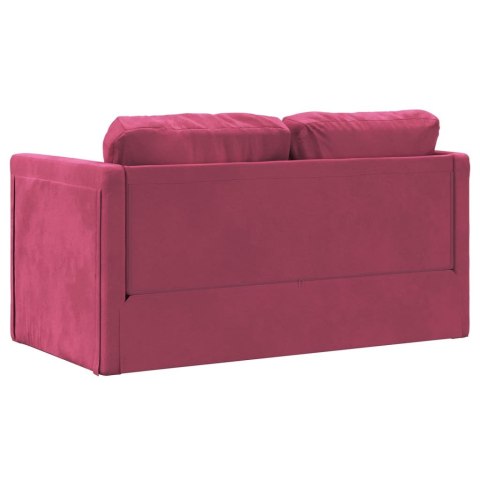 VidaXL Sofa podłogowa 2-w-1, winna czerwień, 122x204x55 cm, aksamit