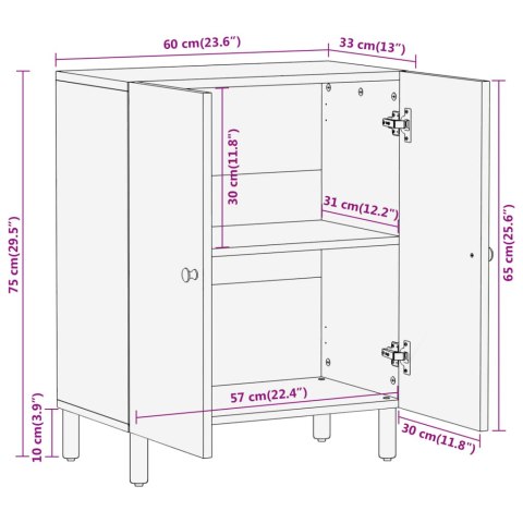 VidaXL Szafka, 60x33x75 cm, lite drewno mango