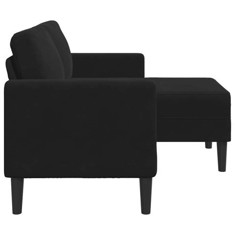 VidaXL Sofa 2-osobowa z leżanką w kształcie litery L Czarna 125 cm