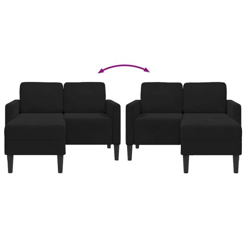 VidaXL Sofa 2-osobowa z leżanką w kształcie litery L Czarna 125 cm