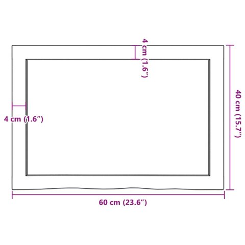 VidaXL Półka, brązowa, 60x40x(2-4) cm, lakierowane lite drewno dębowe