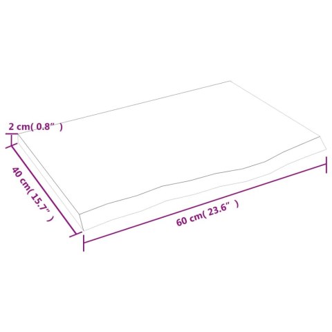 VidaXL Półka, ciemnobrązowa, 60x40x2 cm, wykończone lite drewno dębowe