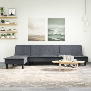 VidaXL Sofa rozkładana L, ciemnoszara, 255x140x70 cm, aksamit