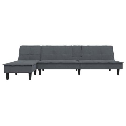 VidaXL Sofa rozkładana L, ciemnoszara, 255x140x70 cm, aksamit