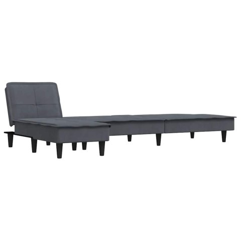 VidaXL Sofa rozkładana L, ciemnoszara, 255x140x70 cm, aksamit