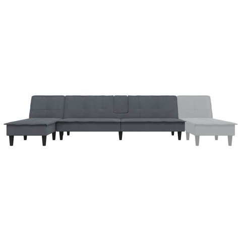 VidaXL Sofa rozkładana L, ciemnoszara, 255x140x70 cm, aksamit