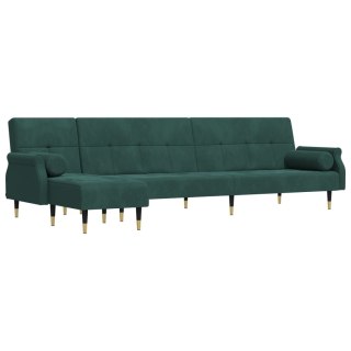 VidaXL Sofa rozkładana L, ciemnozielona, 271x140x70 cm, aksamit