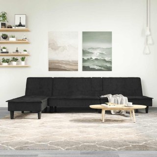 VidaXL Sofa rozkładana L, czarna, 255x140x70 cm, aksamit