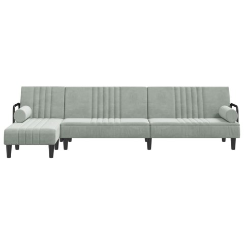 VidaXL Sofa rozkładana L, jasnoszara, 260x140x70 cm, aksamit