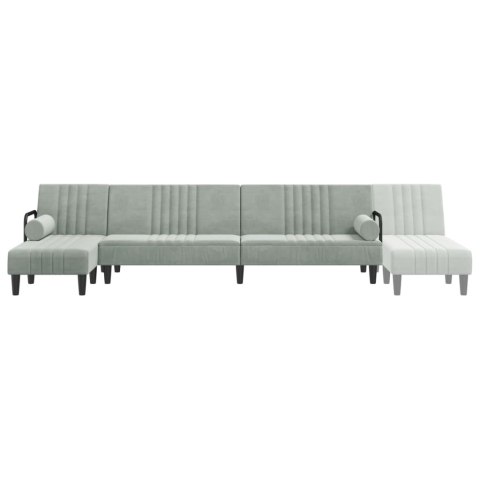 VidaXL Sofa rozkładana L, jasnoszara, 260x140x70 cm, aksamit