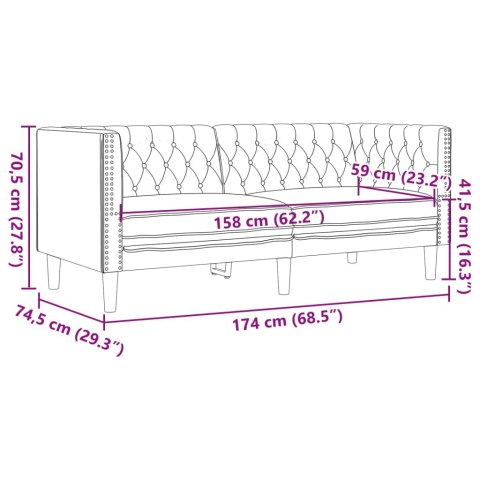 VidaXL Sofa Chesterfield, 2-os., cappuccino, sztuczna skóra