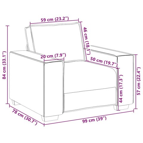 VidaXL Sofa Fotel Brązowy 59 cm Aksamit