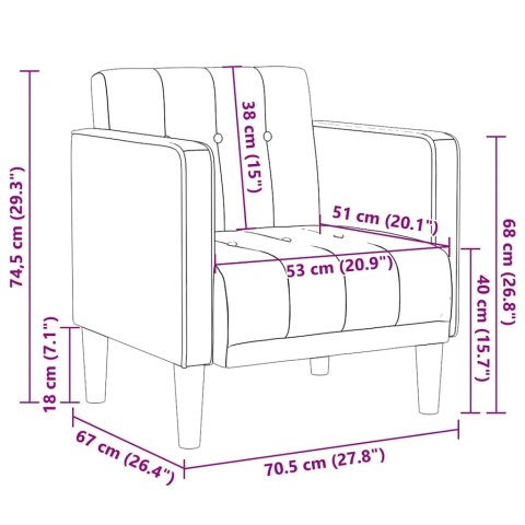 VidaXL Sofa Fotel z Podłokietnikami Jasnoszary 53 cm Tkanina