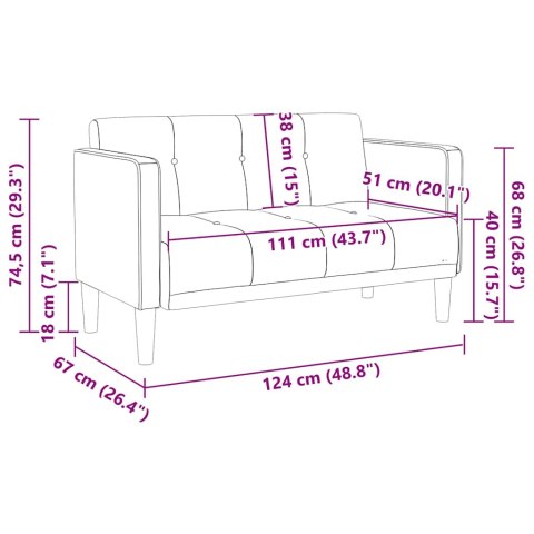 VidaXL Sofa dwuosobowa Jasnoszara 111 cm Tkanina