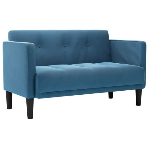 VidaXL Sofa dwuosobowa niebieska 111 cm aksamitna