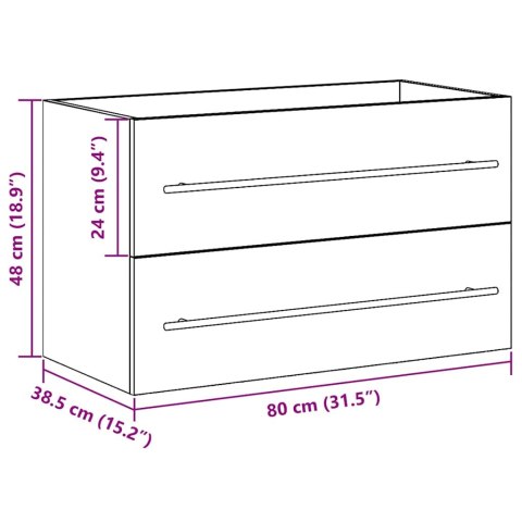 VidaXL Szafka pod umywalkę łazienkową, stare drewno, 80x38,5x48 cm