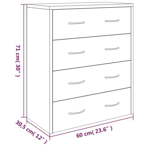  Komoda z 4 szufladami, 60 x 30,5 x 71 cm, czarna