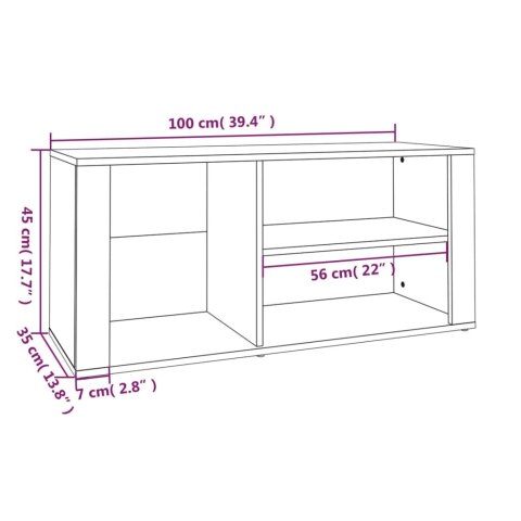  Szafka na buty, czarna, 100x35x45 cm, materiał drewnopochodny