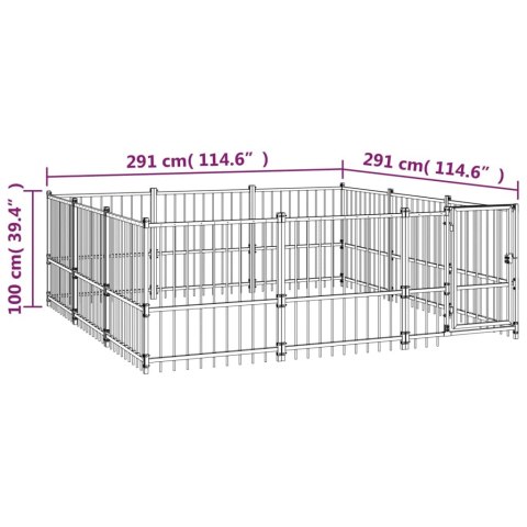  Kojec zewnętrzny dla psa, stalowy, 8,47 m²