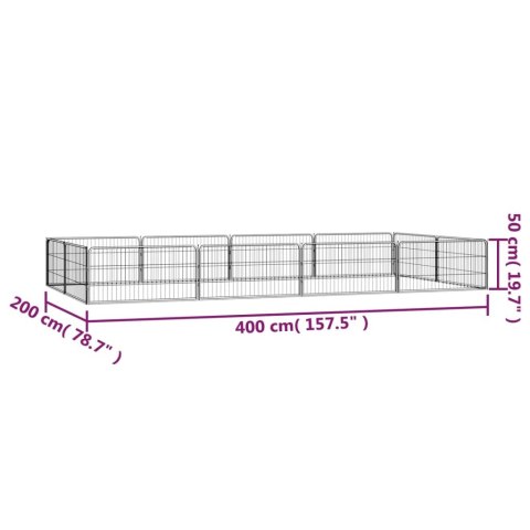  Kojec dla psa, 12 panele, czarny, 100x50 cm, stal