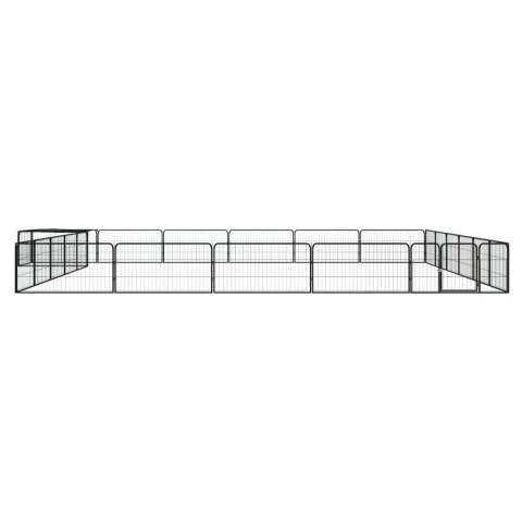  Kojec dla psa, 24 panele, czarny, 100x50 cm, stal