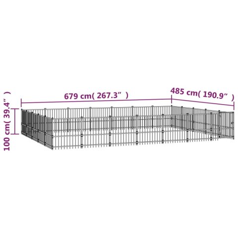  Kojec zewnętrzny dla psa, stalowy, 32,93 m²