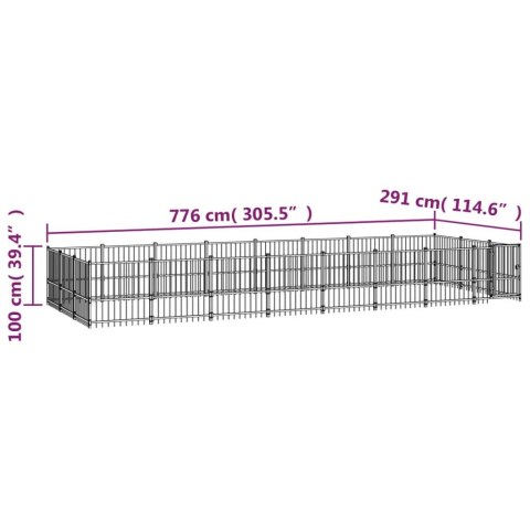  Kojec zewnętrzny dla psa, stalowy, 22,58 m²