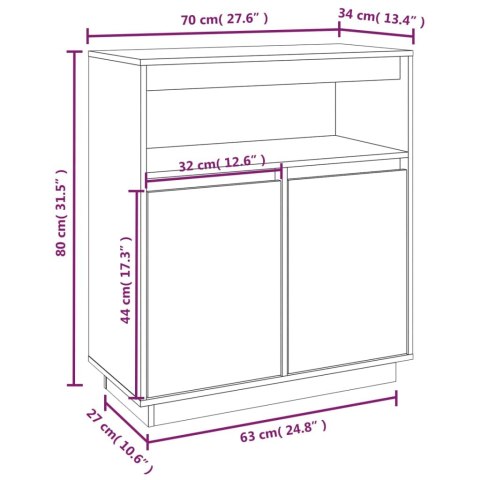  Szafka, 70x34x80 cm, lite drewno sosnowe