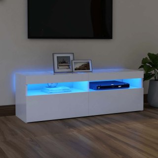  Szafka pod TV z oświetleniem LED, biała, 120x35x40 cm