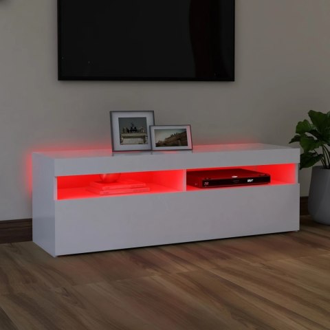  Szafka pod TV z oświetleniem LED, biała, 120x35x40 cm