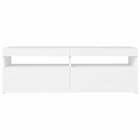  Szafka pod TV z oświetleniem LED, biała, 120x35x40 cm