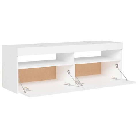  Szafka pod TV z oświetleniem LED, biała, 120x35x40 cm