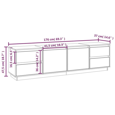  Szafka pod telewizor, 176x37x47,5 cm, lite drewno sosnowe