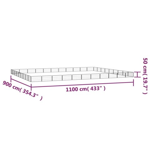  Kojec dla psa, 40 panele, czarny, 100x50 cm, stal