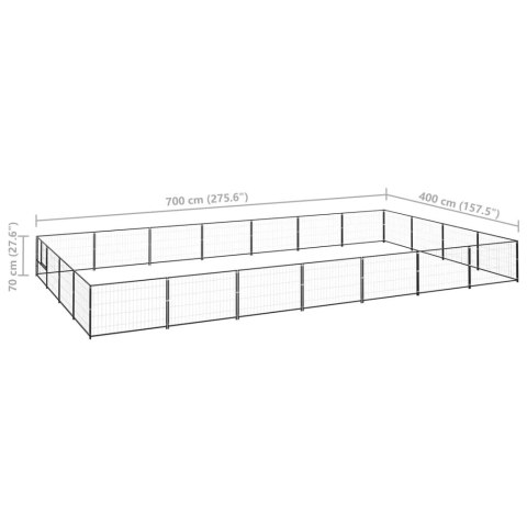  Kojec dla psa, czarny, 28 m², stalowy