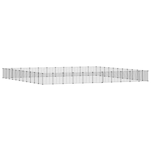  Klatka dla zwierząt z bramką, 44 panele, czarna, 35x35 cm, stal