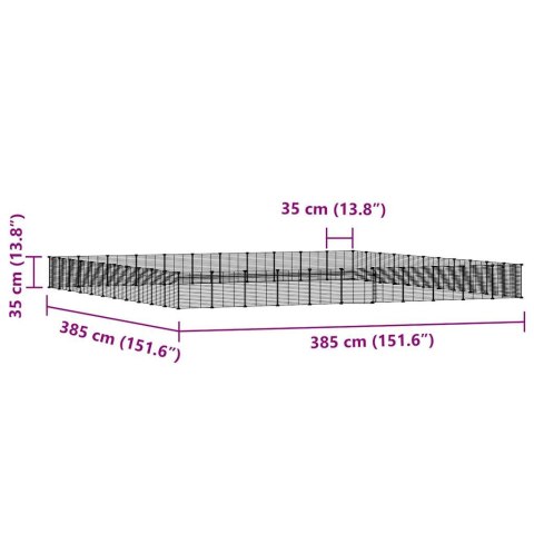  Klatka dla zwierząt z bramką, 44 panele, czarna, 35x35 cm, stal