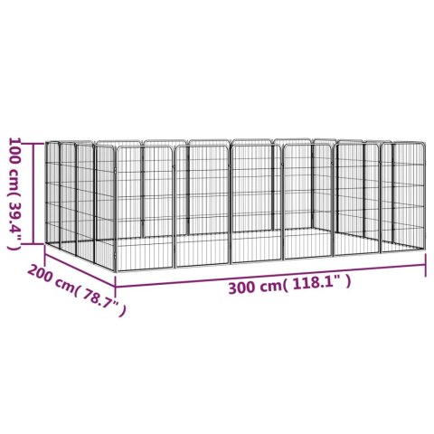  Kojec dla psa, 20 paneli, czarny, 50x100 cm, stal