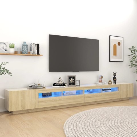  Szafka pod TV z oświetleniem LED, dąb sonoma, 300x35x40 cm