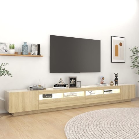  Szafka pod TV z oświetleniem LED, dąb sonoma, 300x35x40 cm