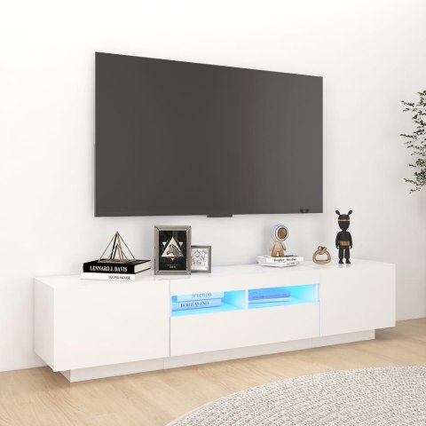  Szafka TV z oświetleniem LED, biała, 180x35x40 cm