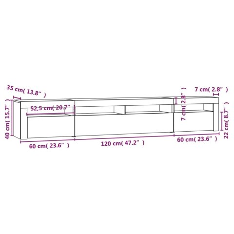  Szafka pod TV z oświetleniem LED, szarość betonu, 240x35x40 cm