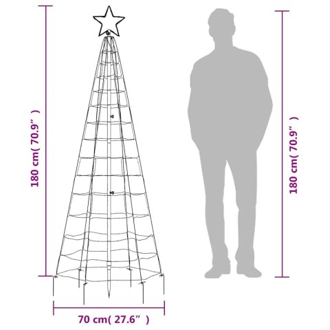  Choinka z lampek, z kołkami, 220 zimnych białych LED, 180 cm