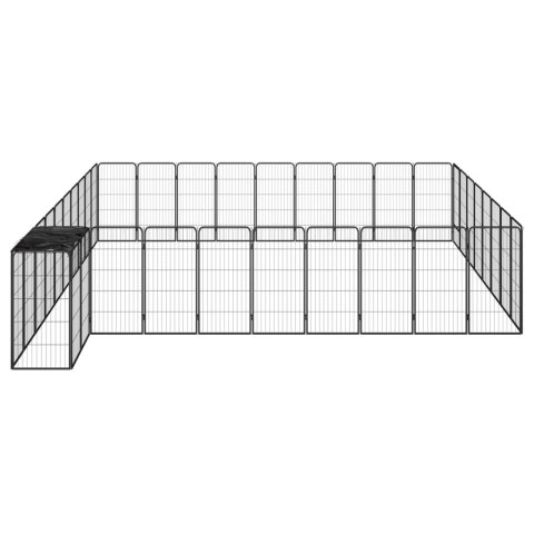  Kojec dla psa, 38 paneli, czarny, 50x100 cm, stal