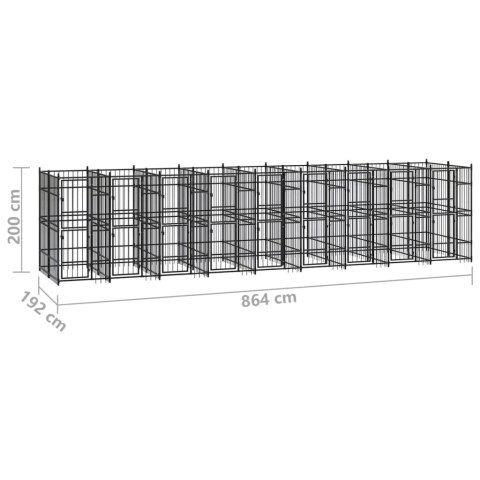  Kojec zewnętrzny dla psa, stalowy, 16,59 m²