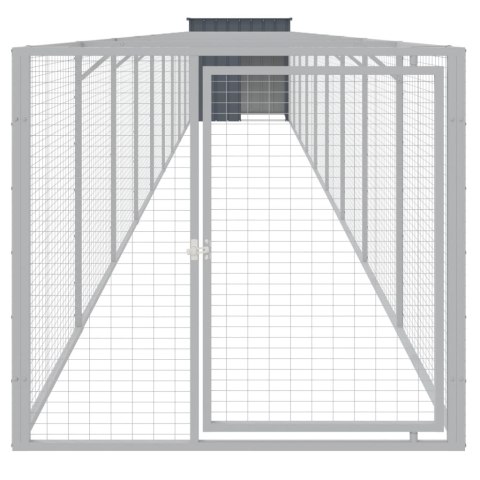  Buda dla psa, z wybiegiem, antracytowa, 110x1017x110 cm, stal